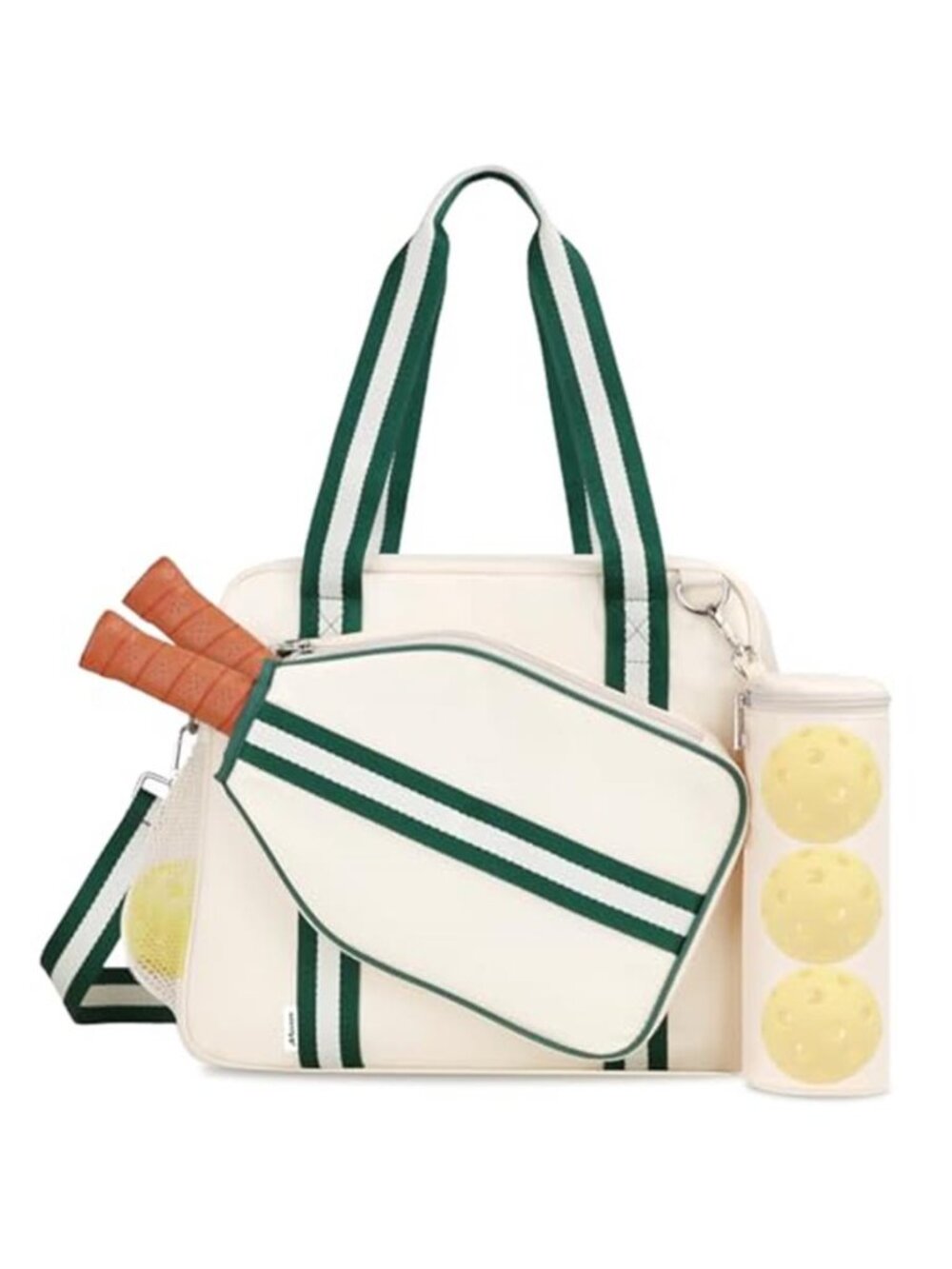 Pickleball Tote Bag Paddle Pocket & External Ball Bag for Women Men